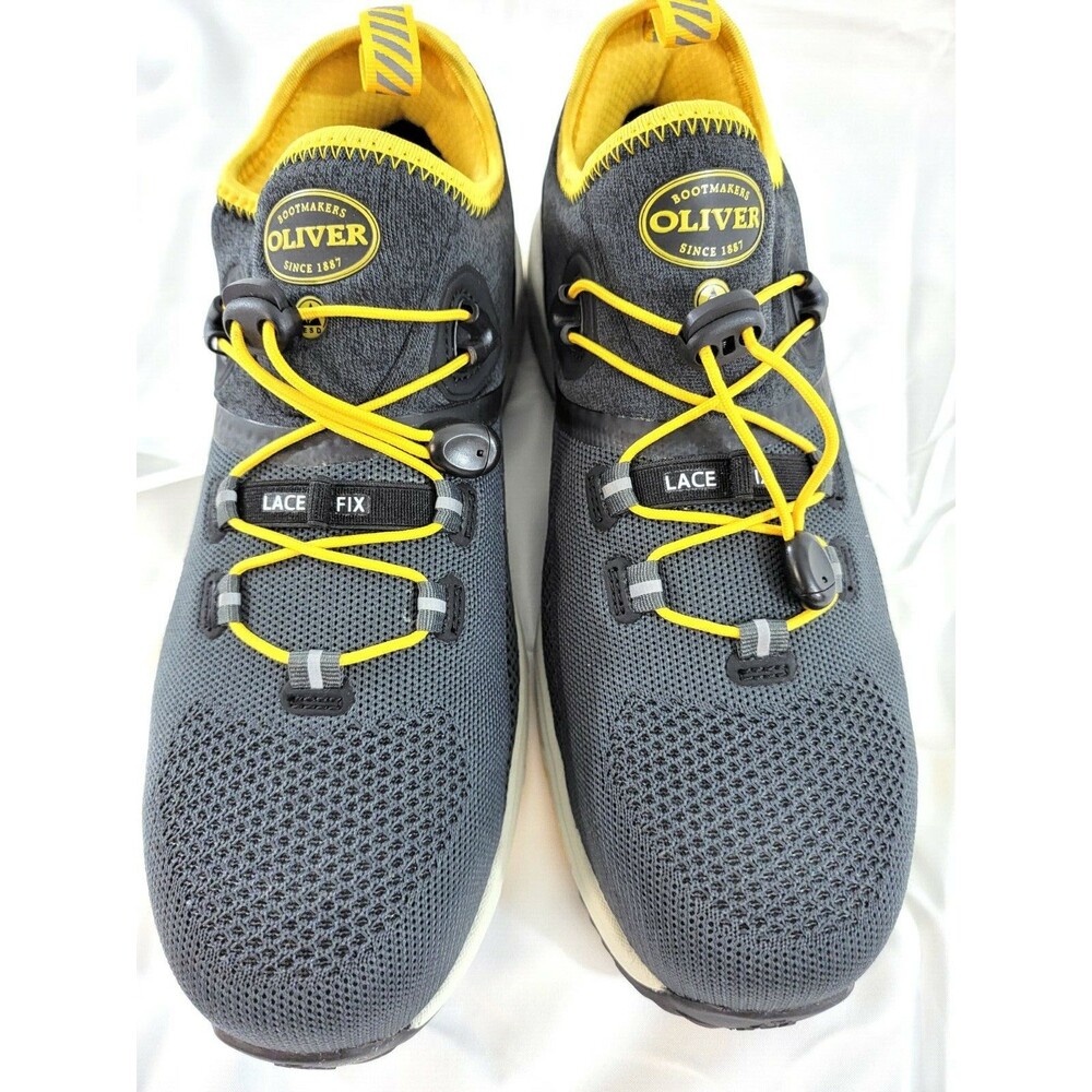 NEW! Oliver Men's Grey /Yellow Fixit Series Steel Toe Shoes Size 8 NWOT
